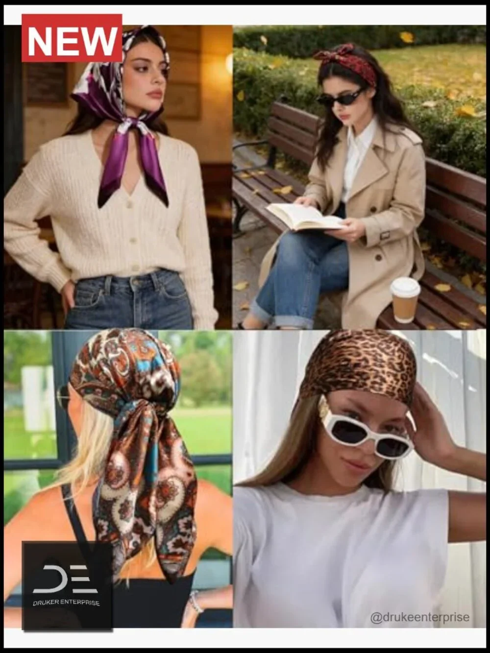 Square Satin Head Scarf for Women - Like Silk Hair Bandanna Hair Wrapping Scarf